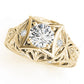 Vintage Inspired Engraved Milgrain Engagement Ring