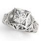 Vintage Inspired Engraved Milgrain Engagement Ring