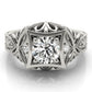 Vintage Inspired Engraved Milgrain Engagement Ring