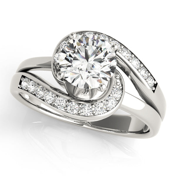 Bypass Swirl Prong In Channel Engagement Ring