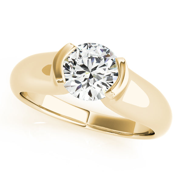 Round Half Bezel Solitaire Engagement Ring