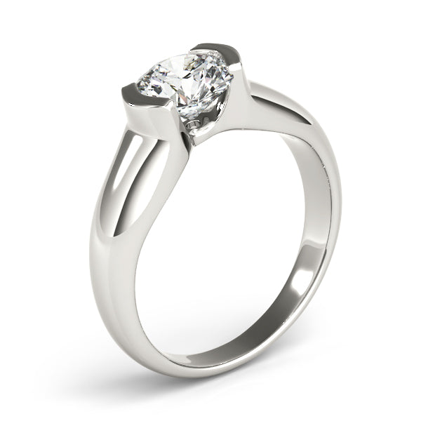 Round Half Bezel Solitaire Engagement Ring