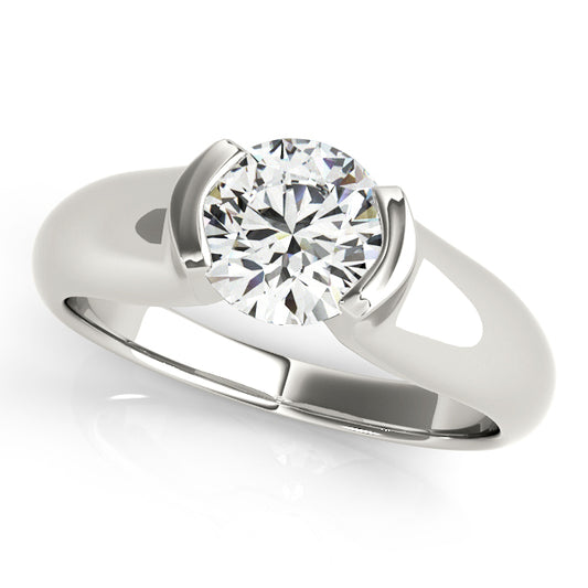 Round Half Bezel Solitaire Engagement Ring