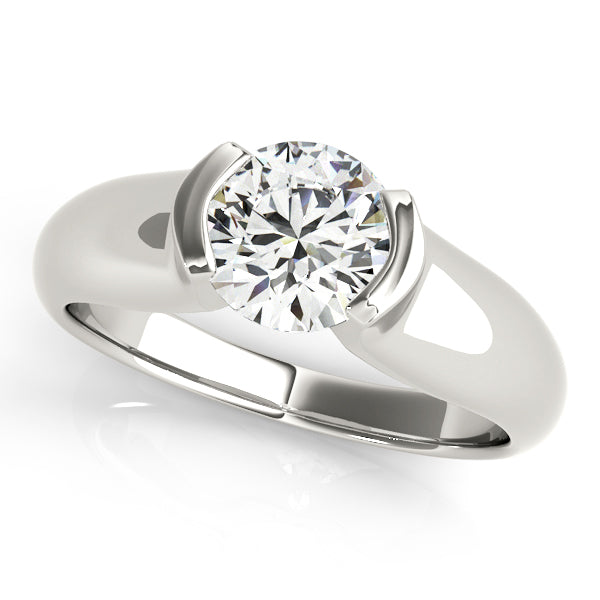 Round Half Bezel Solitaire Engagement Ring
