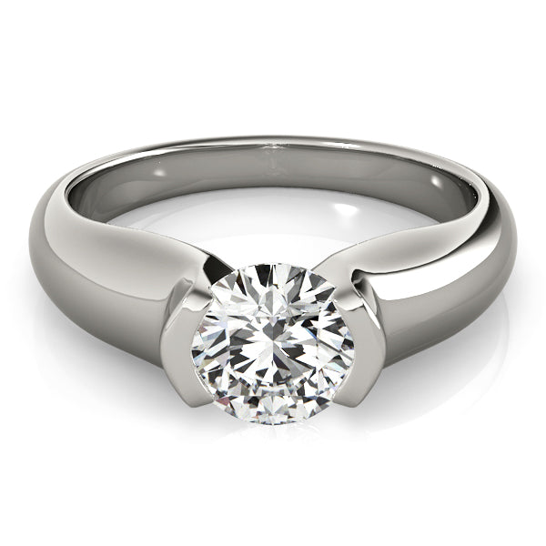 Round Half Bezel Solitaire Engagement Ring