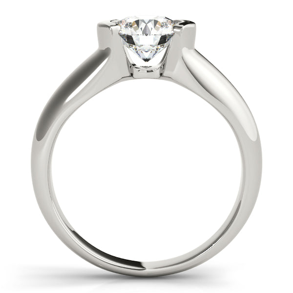 Round Half Bezel Solitaire Engagement Ring