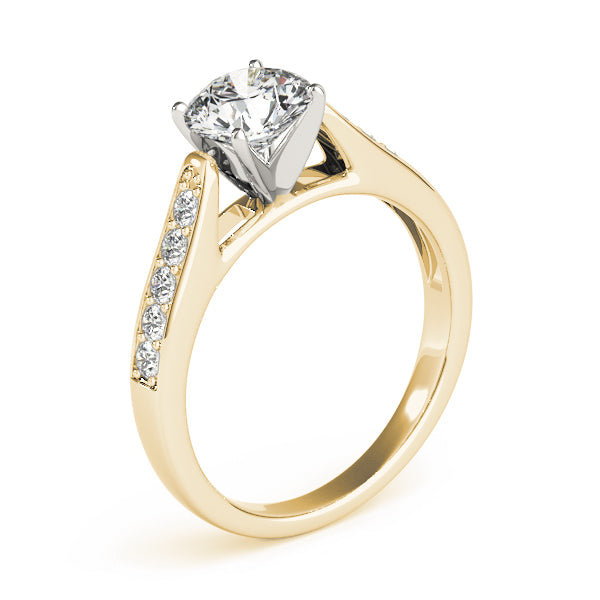 Single Row Prong In Channel Cathedral Engagement Ring