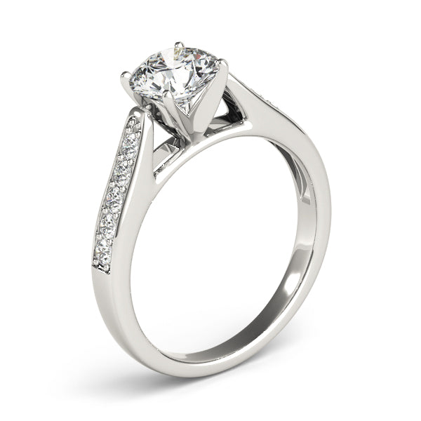 Single Row Prong In Channel Cathedral Engagement Ring