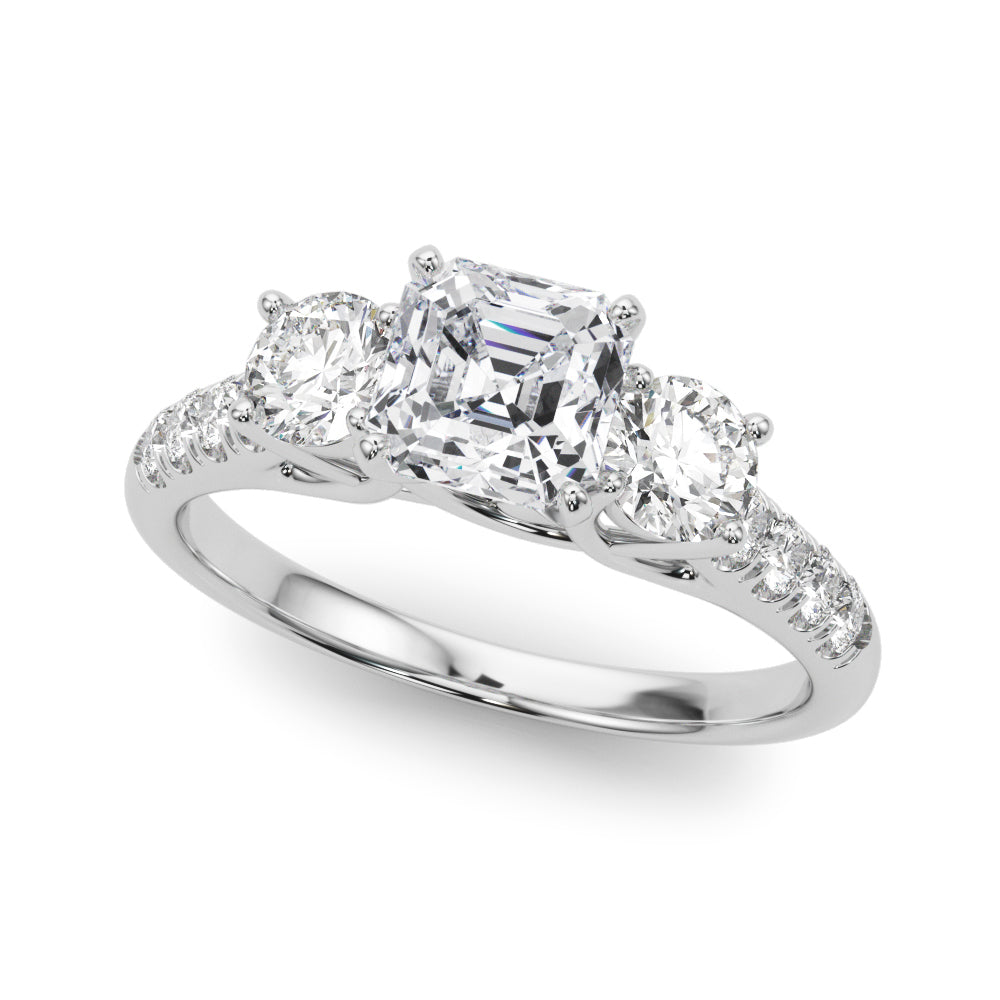 3-Stone Single Row Engagement Ring
