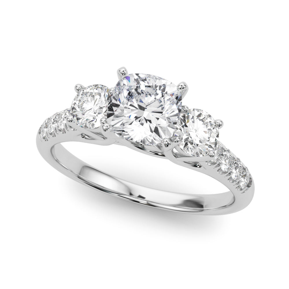 3-Stone Single Row Engagement Ring