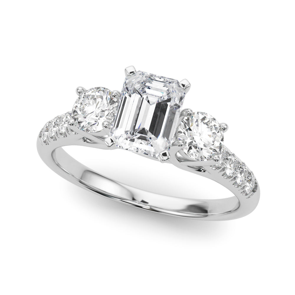 3-Stone Single Row Engagement Ring
