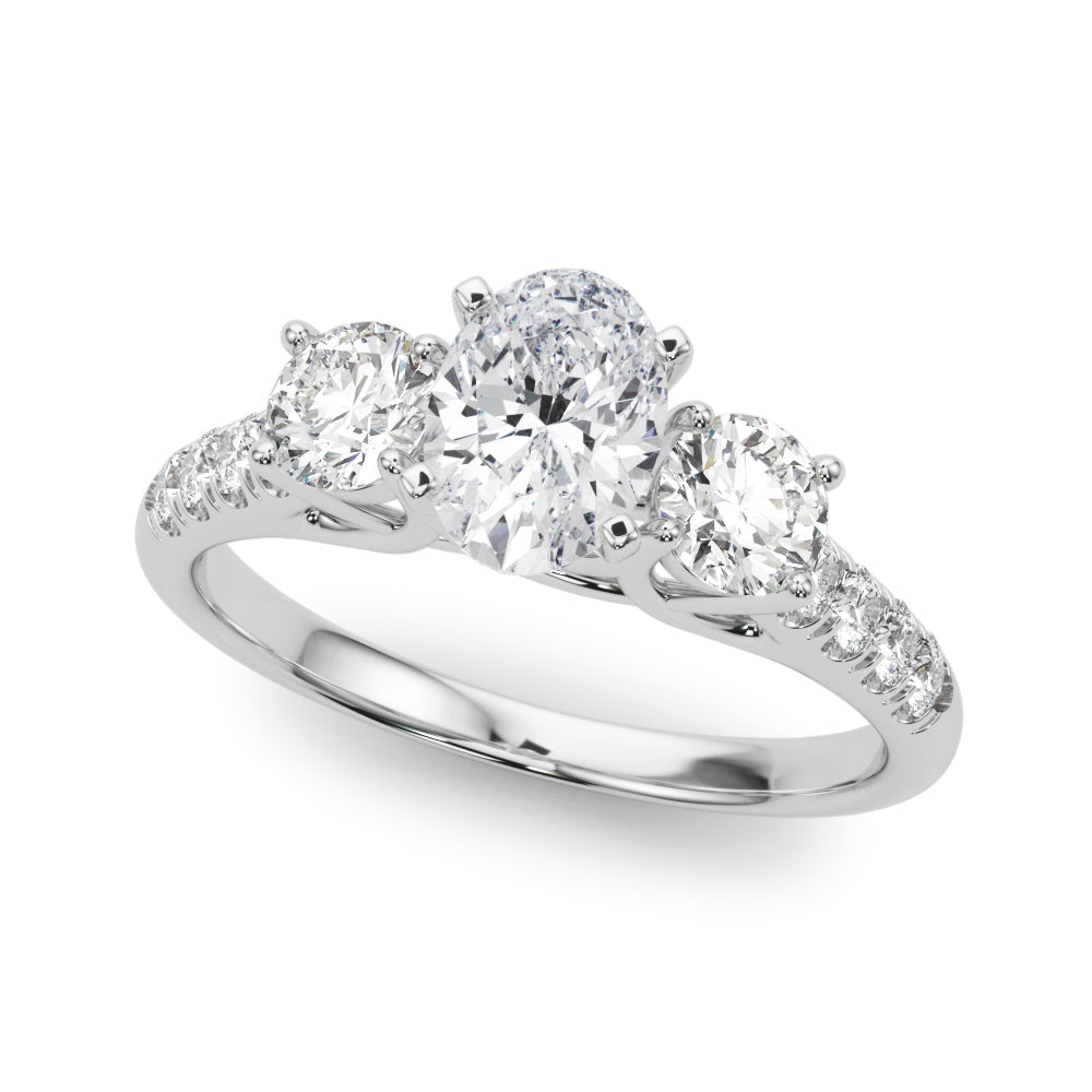 3-Stone Single Row Engagement Ring