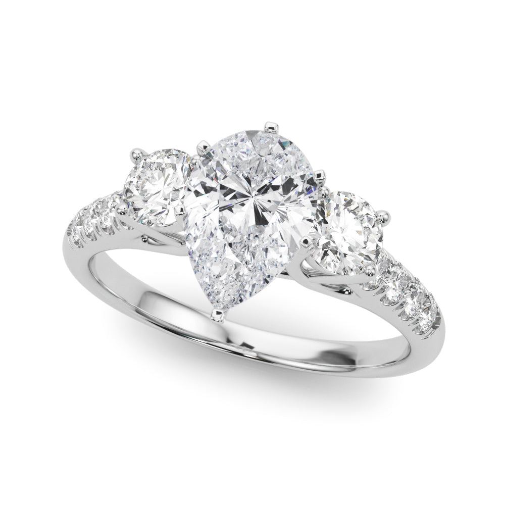 3-Stone Single Row Engagement Ring