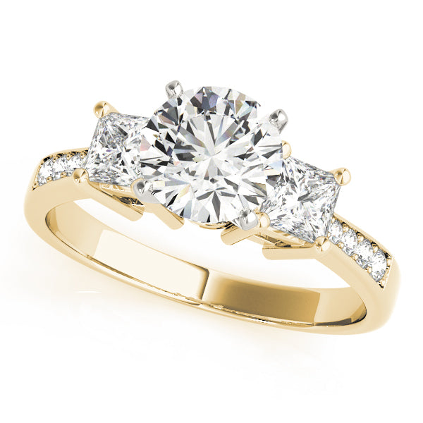 Single Row 3-Stone Round & Princess Engagement Ring