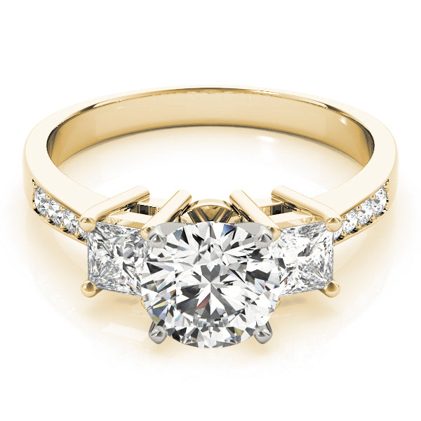 Single Row 3-Stone Round & Princess Engagement Ring