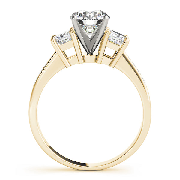 Single Row 3-Stone Round & Princess Engagement Ring