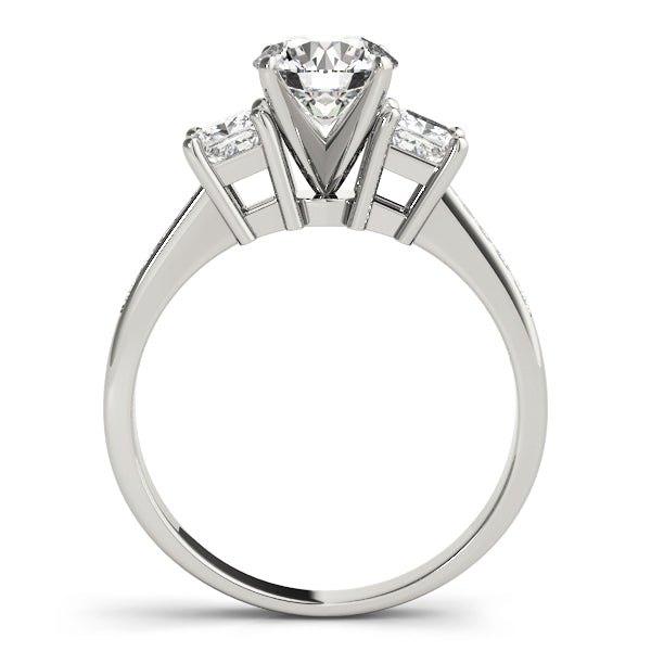 Single Row 3-Stone Round & Princess Engagement Ring