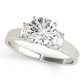 3-Stone Round & Emerald Engagement Ring