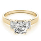 3-Stone Round & Emerald Engagement Ring