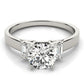 3-Stone Round & Emerald Engagement Ring