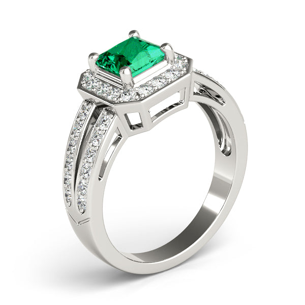 Double Row Prong In Channel Halo Color Ring