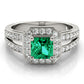 Double Row Prong In Channel Halo Color Ring