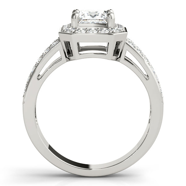 Double Row Prong In Channel Halo Color Ring