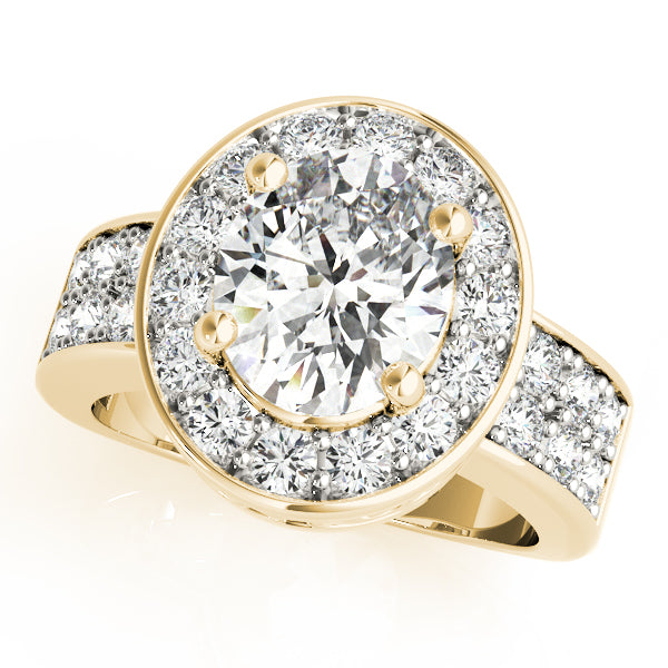 Double Row Bezel Halo Engagement Ring