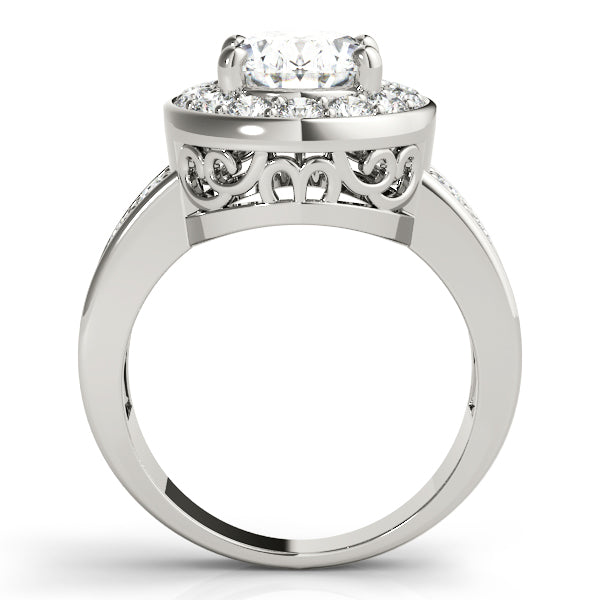 Double Row Bezel Halo Engagement Ring