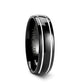 ECLIPSE Domed Black Tungsten Ring with Polished Offset Grooves - 6mm & 8mm