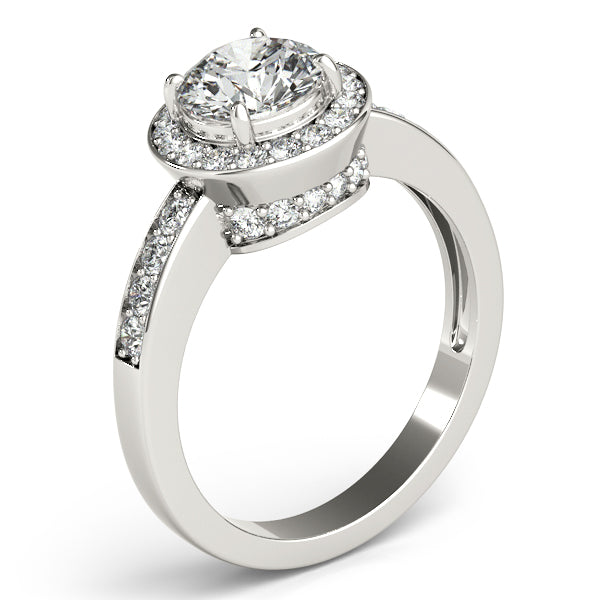 Single Row Halo Bezel Set Engagement Ring