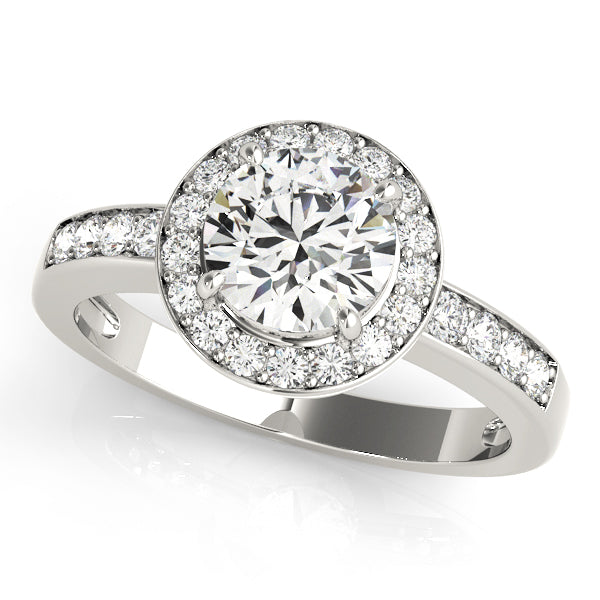 Single Row Halo Bezel Set Engagement Ring