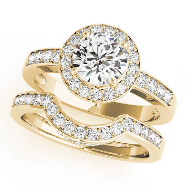 Single Row Halo Bezel Set Engagement Ring