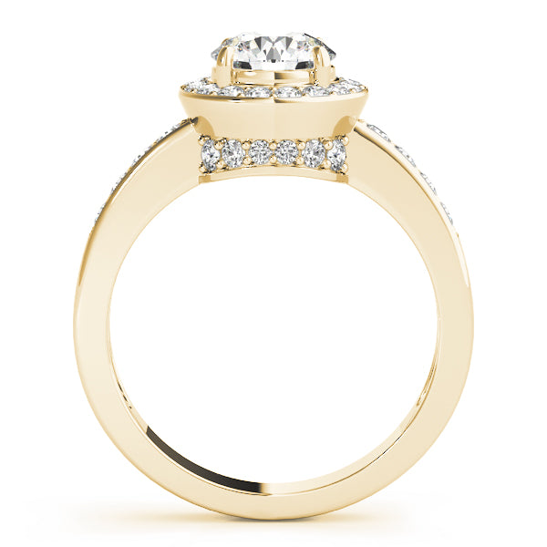 Single Row Halo Bezel Set Engagement Ring