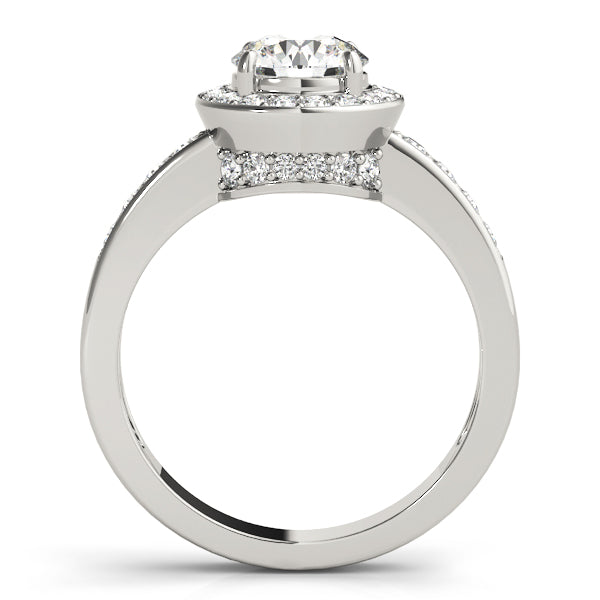 Single Row Halo Bezel Set Engagement Ring