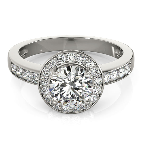 Single Row Halo Bezel Set Engagement Ring