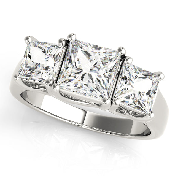 3-Stone Princess Cut Trellis Engagement Ring
