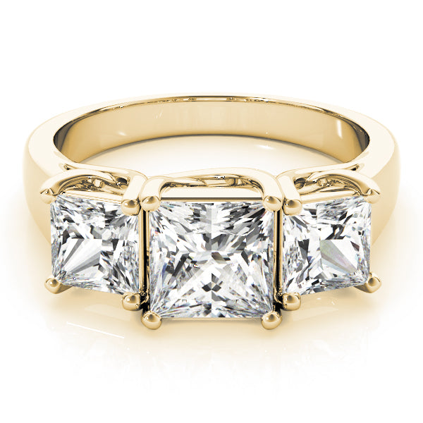 3-Stone Princess Cut Trellis Engagement Ring