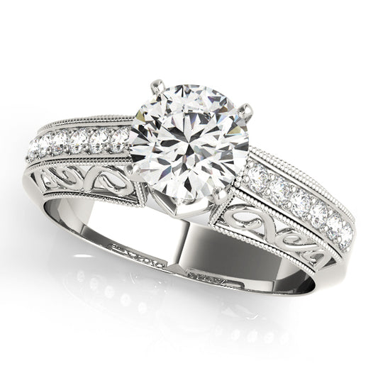 Antique Style Milgrain Filigree Engagement Ring