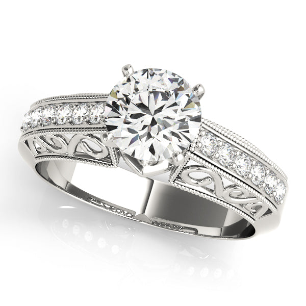 Antique Style Milgrain Filigree Engagement Ring