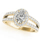 Double Row Split Shank Halo Oval Engagement Ring