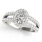 Double Row Split Shank Halo Oval Engagement Ring