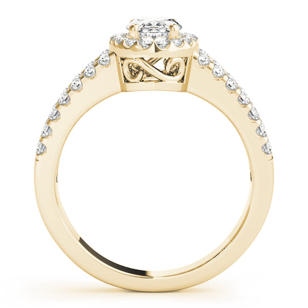 Double Row Split Shank Halo Oval Engagement Ring