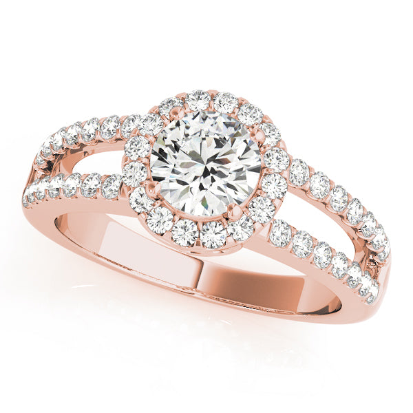 Double Row Split Shank Halo Engagement Ring