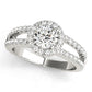 Double Row Split Shank Halo Engagement Ring