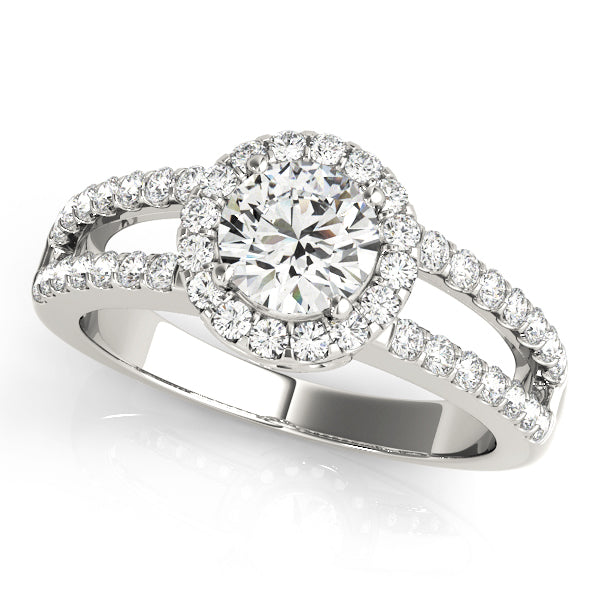 Double Row Split Shank Halo Engagement Ring