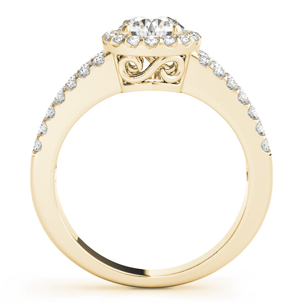 Double Row Split Shank Halo Engagement Ring