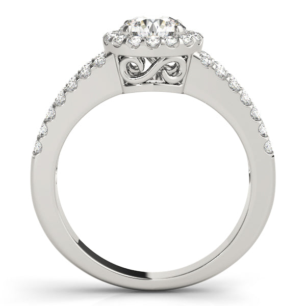 Double Row Split Shank Halo Engagement Ring