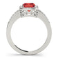 Single Row Emerald Cut Halo Engagement Ring