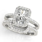 Single Row Emerald Cut Halo Engagement Ring